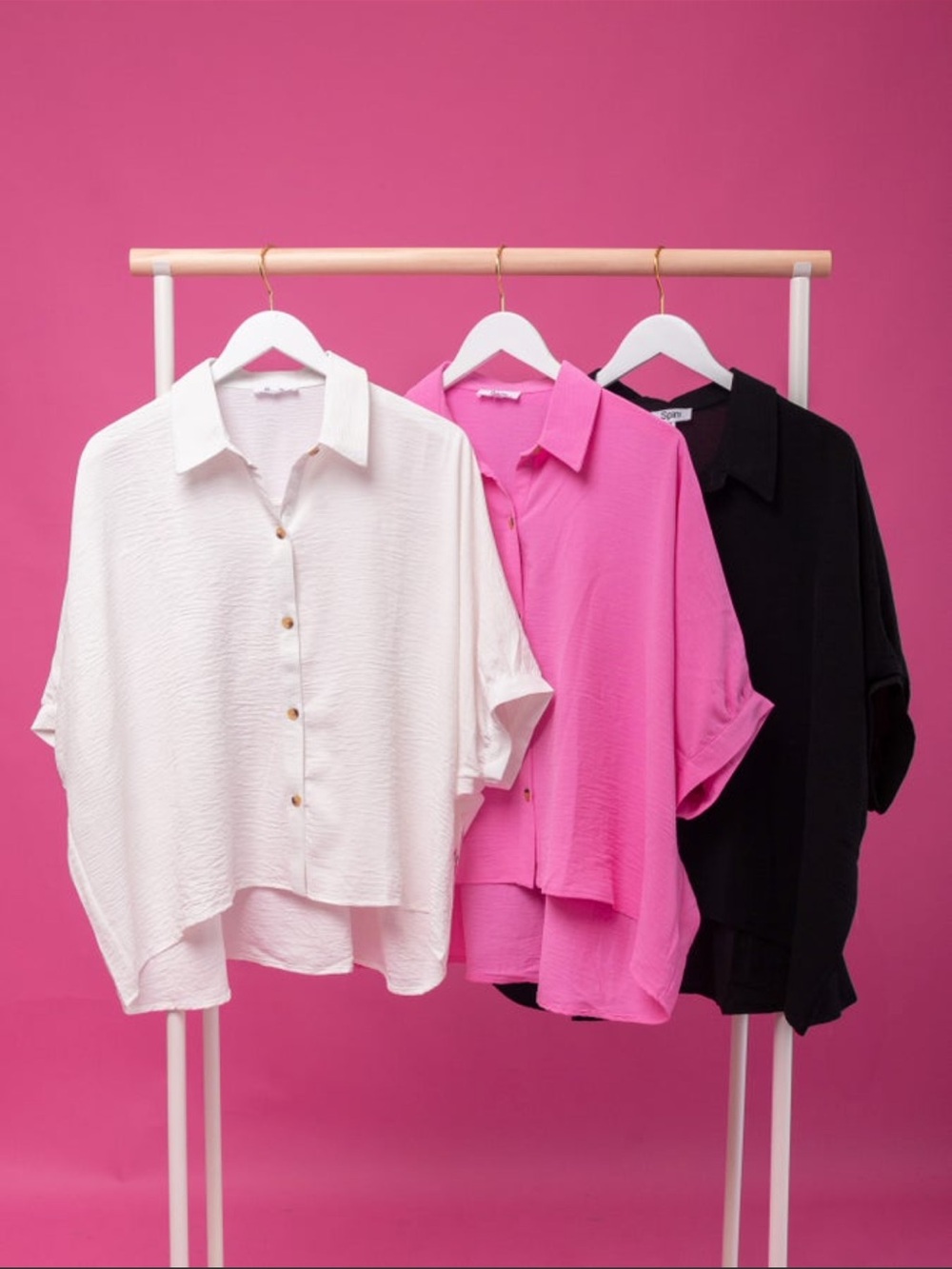 Pink Button-Front Women’s Blouse by SPIN